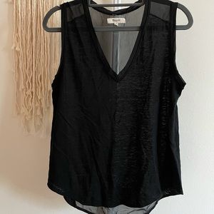 madewell black linen & silk tank